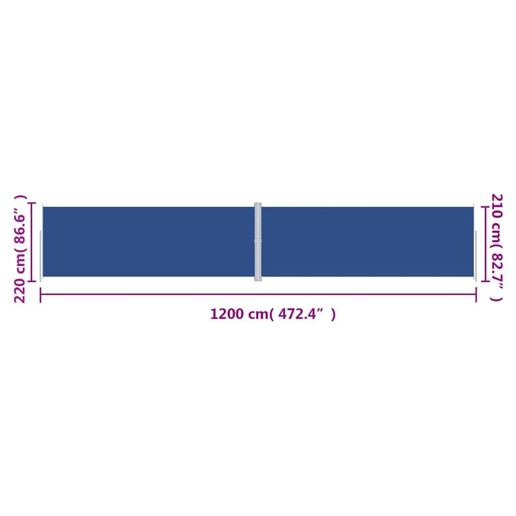 Tenda da Sole Laterale Retrattile Blu 220x1200 cm