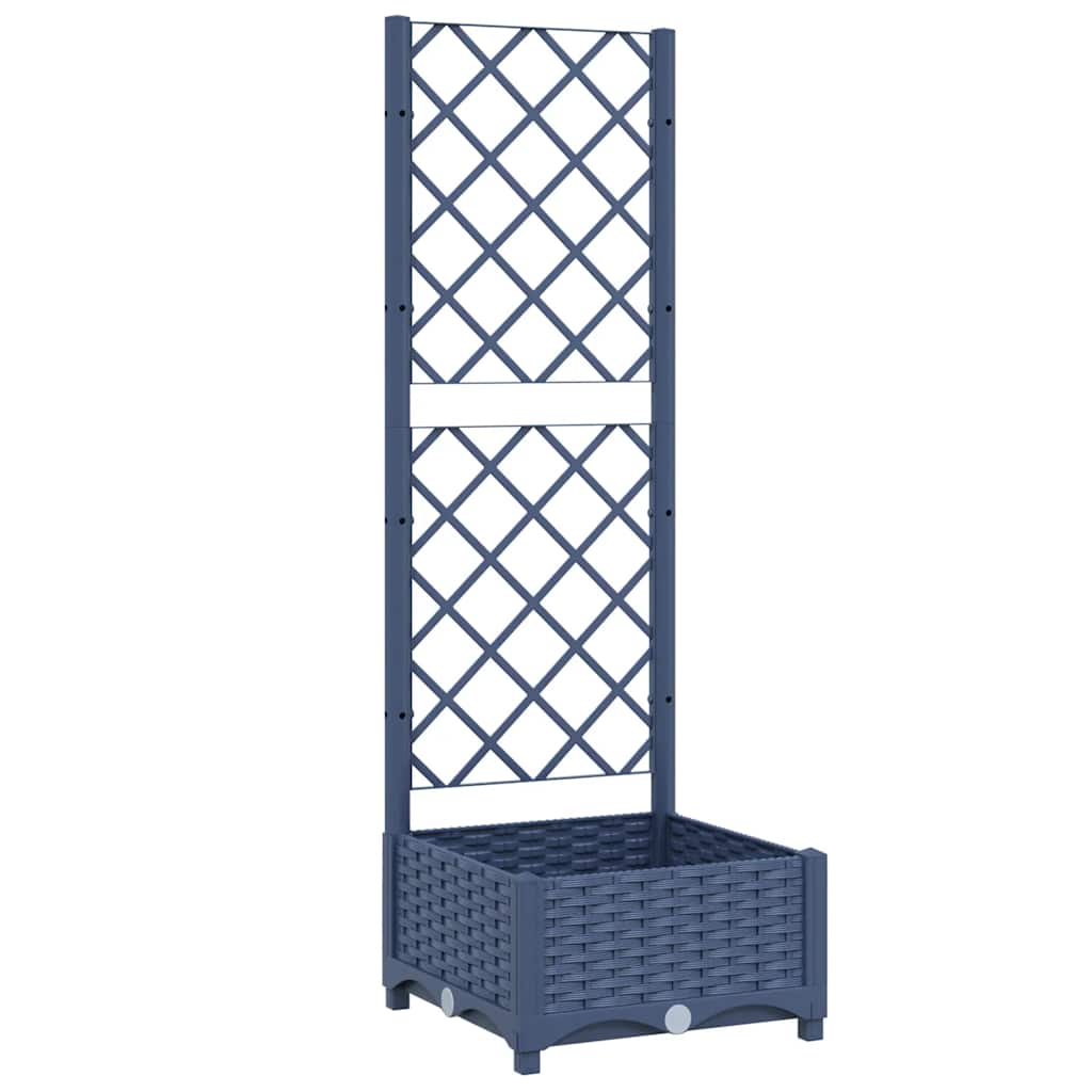 Fioriera da giardino con traliccio blu grigio 40x40x121,5 cm PP