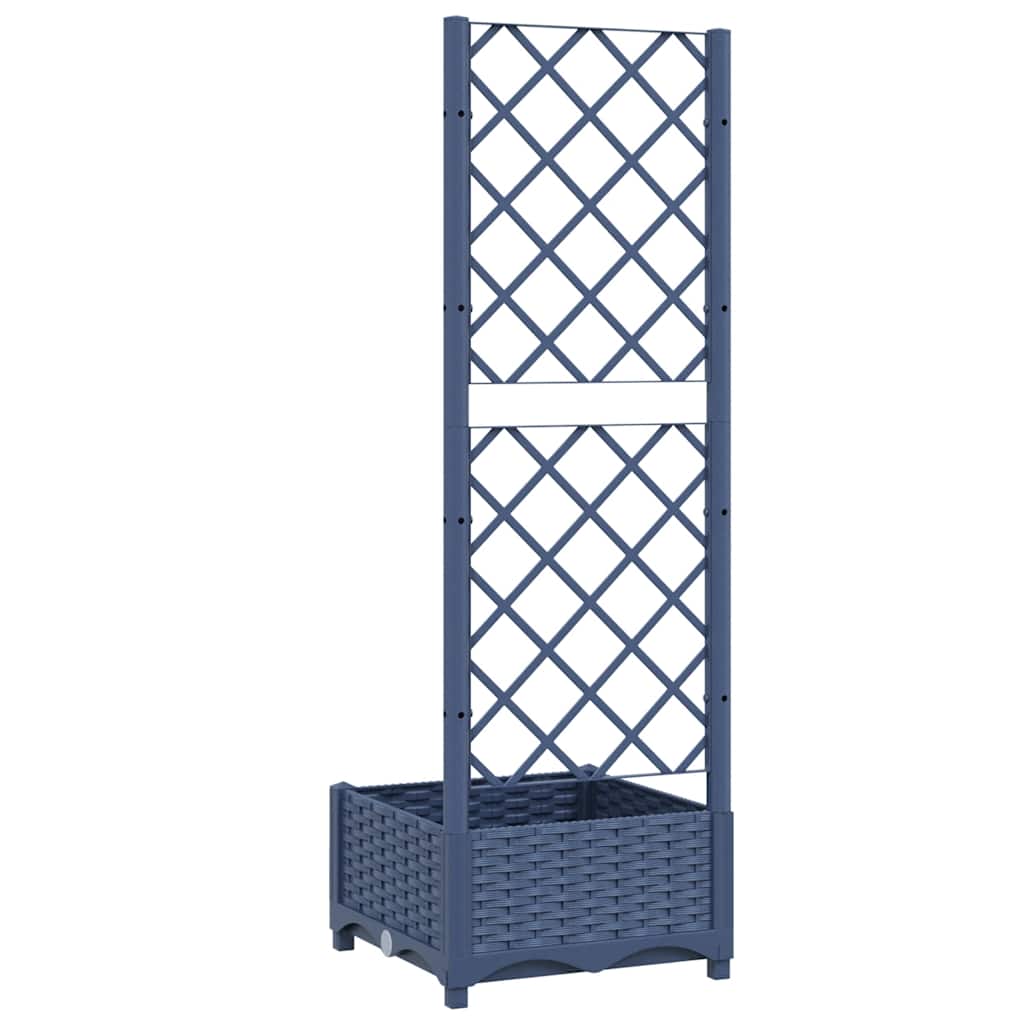 Fioriera da giardino con traliccio blu grigio 40x40x121,5 cm PP