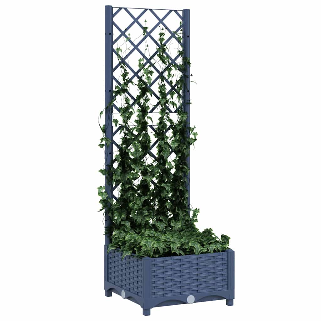 Fioriera da giardino con traliccio blu grigio 40x40x121,5 cm PP