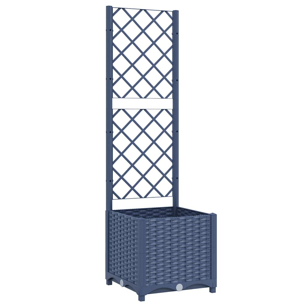 Fioriera da giardino con traliccio blu grigio 40x40x136 cm PP