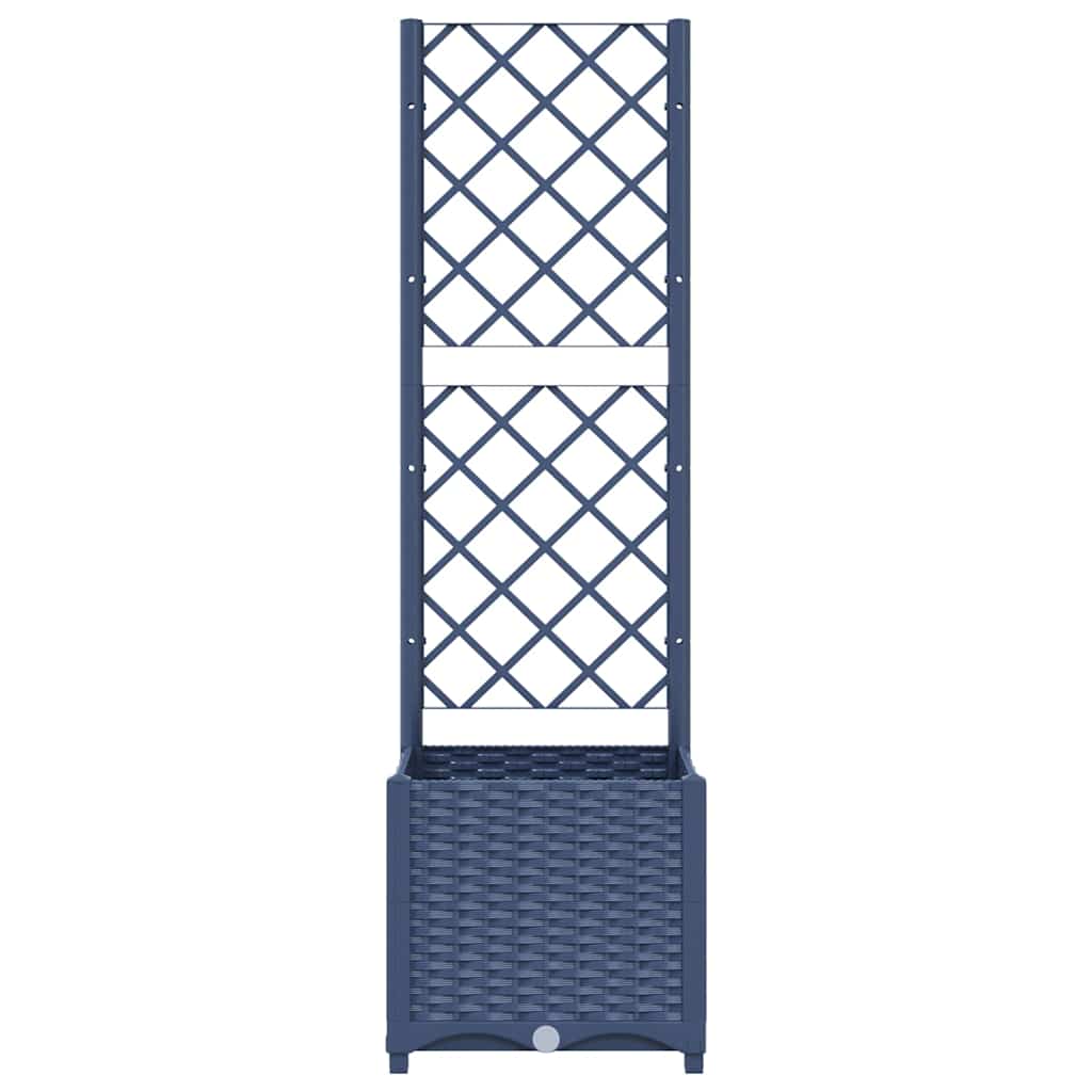 Fioriera da giardino con traliccio blu grigio 40x40x136 cm PP