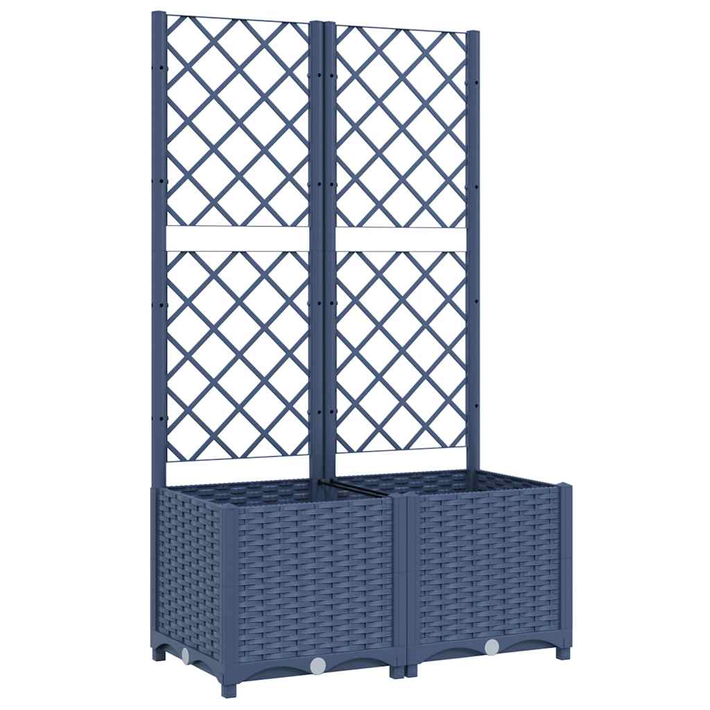 Fioriera da giardino con traliccio blu grigio 80x40x136 cm PP