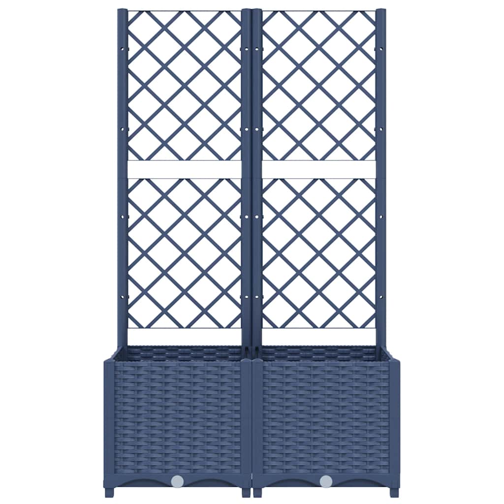 Fioriera da giardino con traliccio blu grigio 80x40x136 cm PP