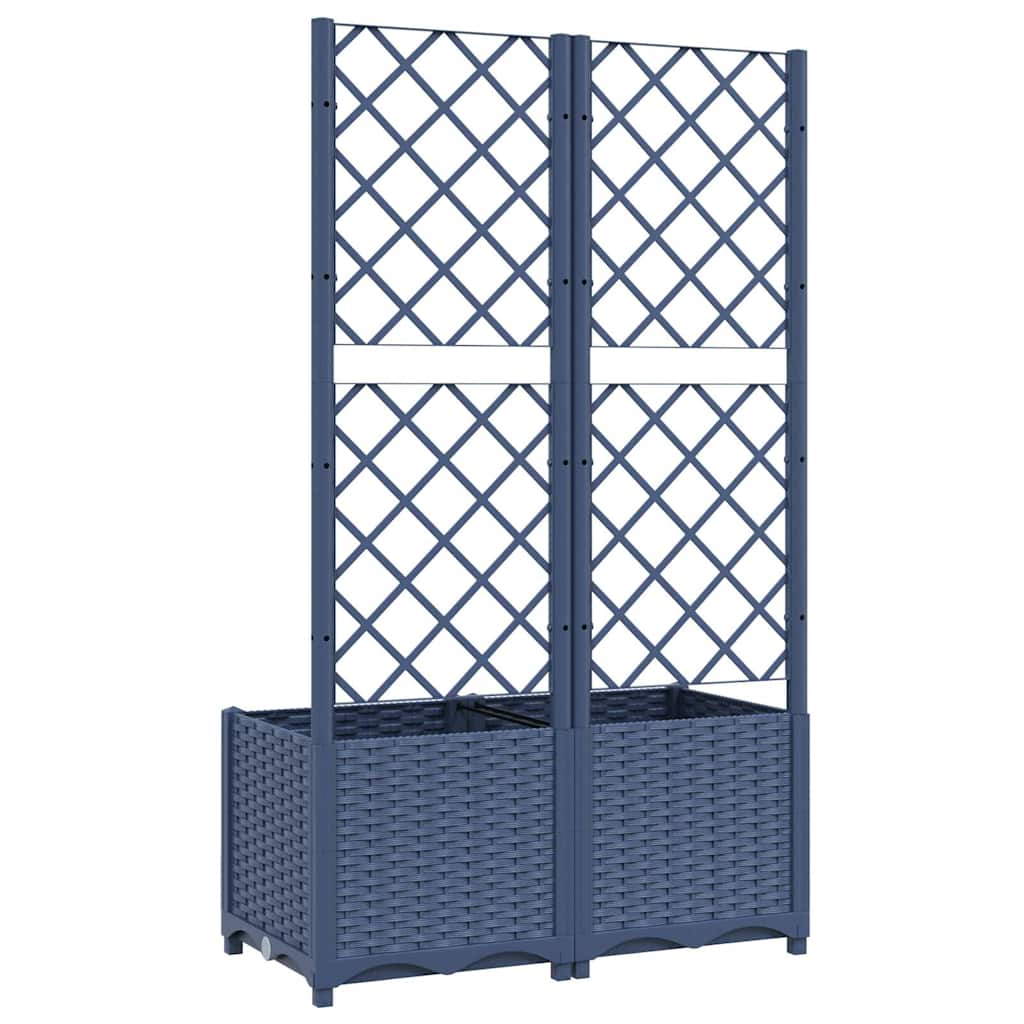 Fioriera da giardino con traliccio blu grigio 80x40x136 cm PP
