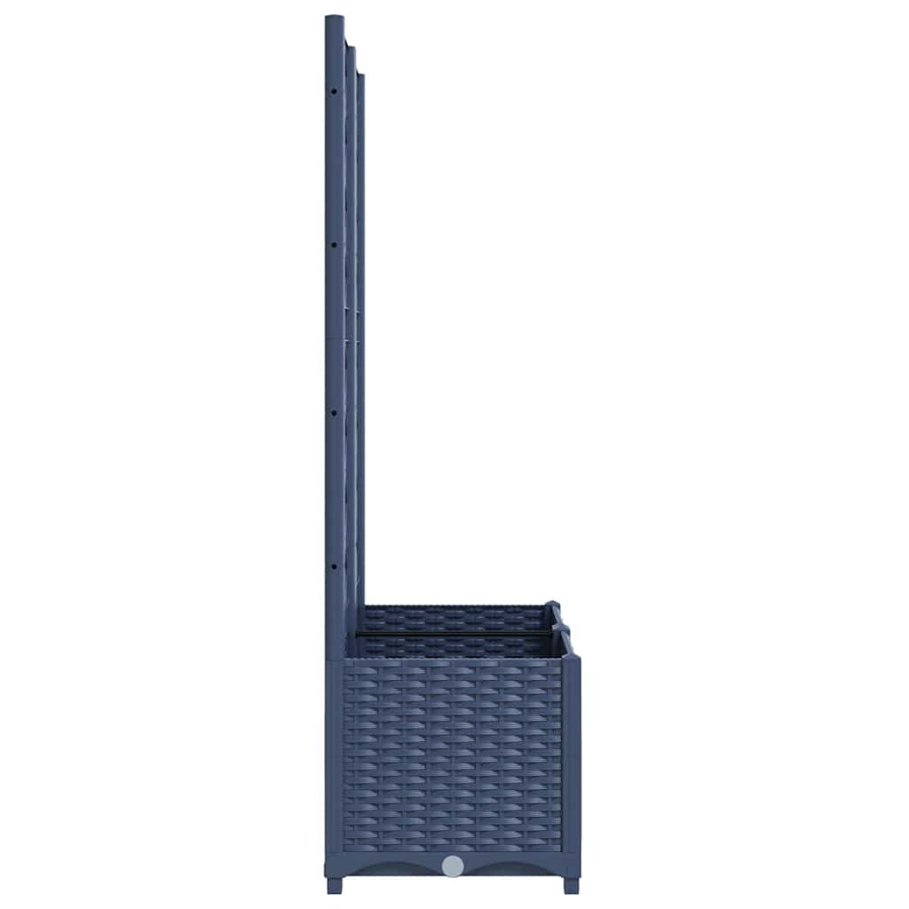 Fioriera da giardino con traliccio blu grigio 80x40x136 cm PP