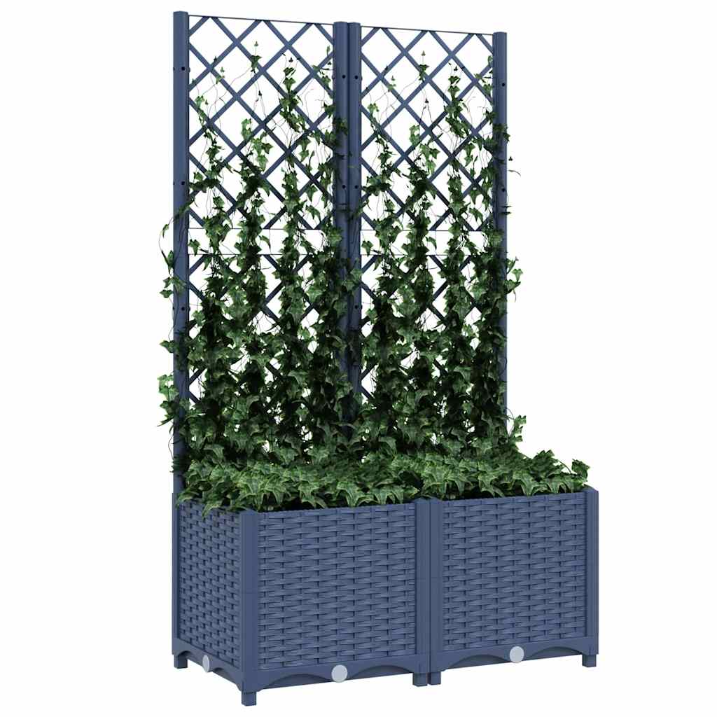 Fioriera da giardino con traliccio blu grigio 80x40x136 cm PP