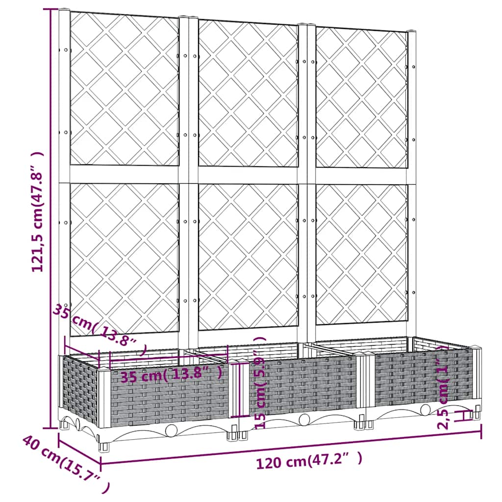 Giardino Blu Grigio 120 x 40 x 121,5 cm