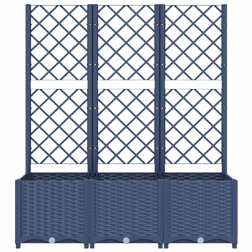 Fioriera da Giardino con Graticcio Grigio Blu 120x40x136 cm PP