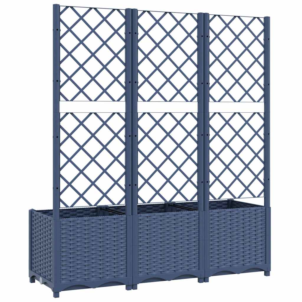 Fioriera da Giardino con Graticcio Grigio Blu 120x40x136 cm PP