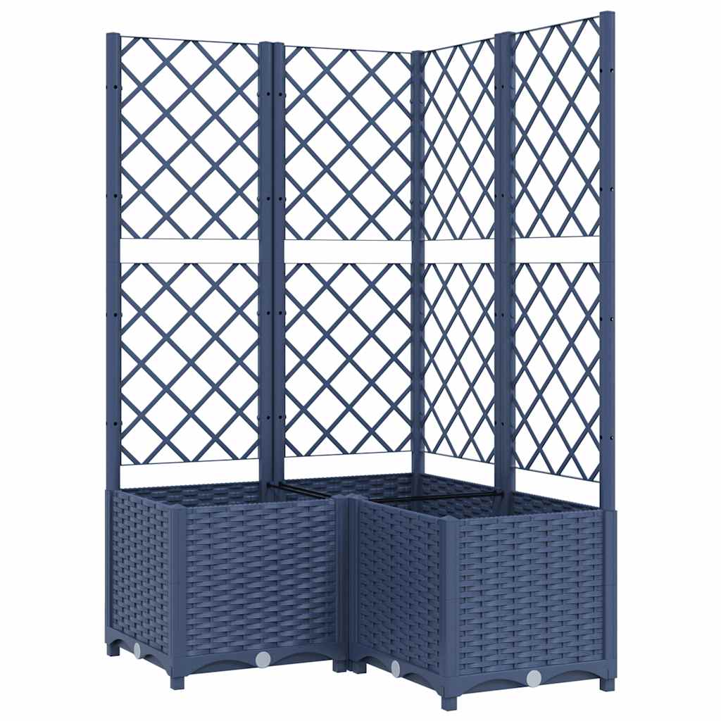Fioriera da Giardino con Graticcio Grigio Blu 80x80x136 cm PP