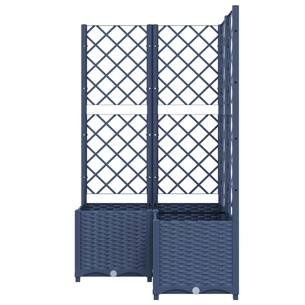 Fioriera da Giardino con Graticcio Grigio Blu 80x80x136 cm PP