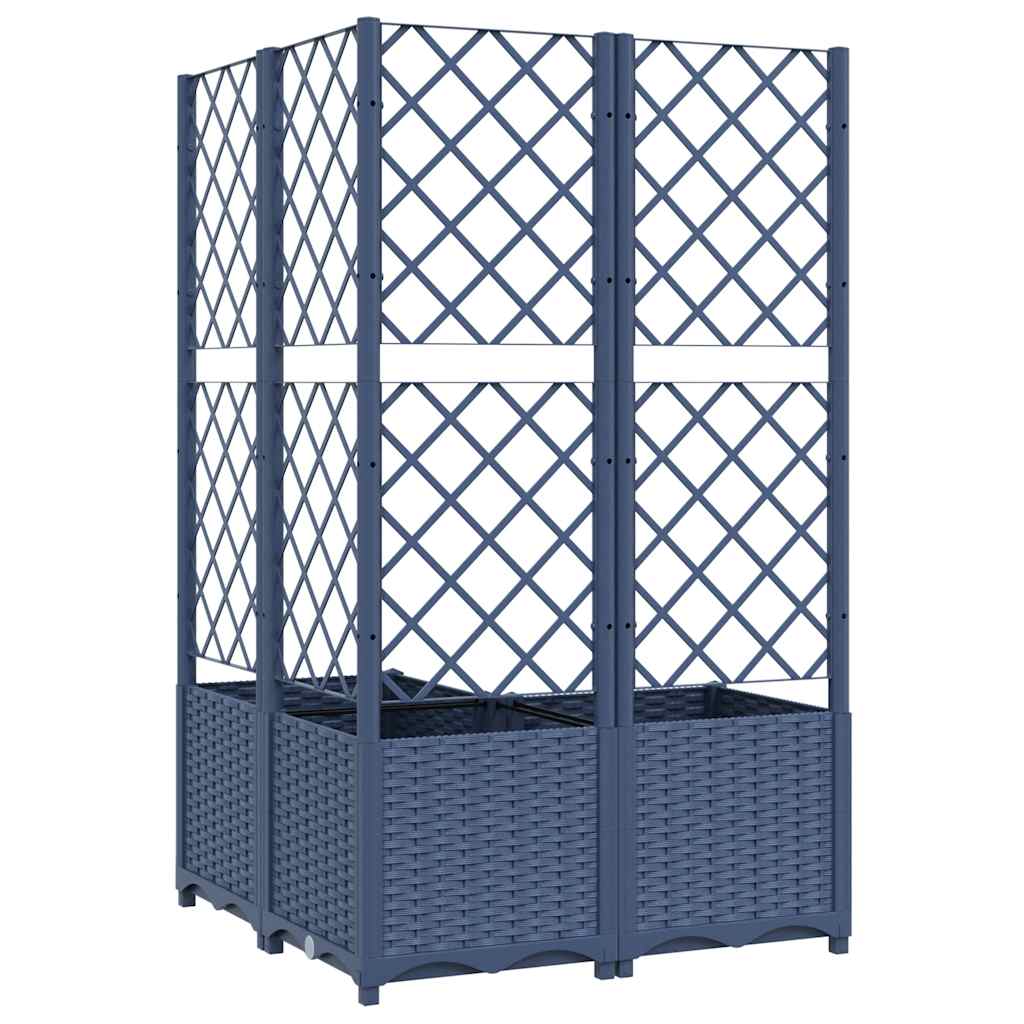 Fioriera da Giardino con Graticcio Grigio Blu 80x80x136 cm PP