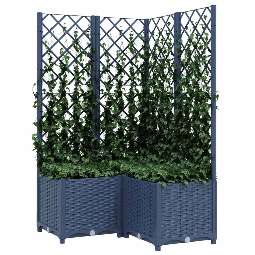 Fioriera da Giardino con Graticcio Grigio Blu 80x80x136 cm PP
