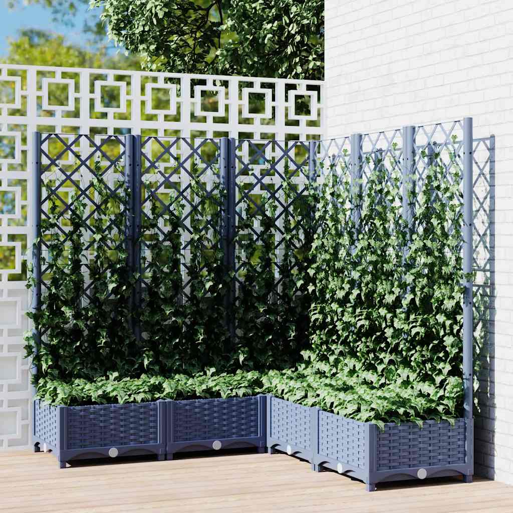 Fioriera Giardino e Graticcio Grigio Blu 120x120x121,5 cm PP