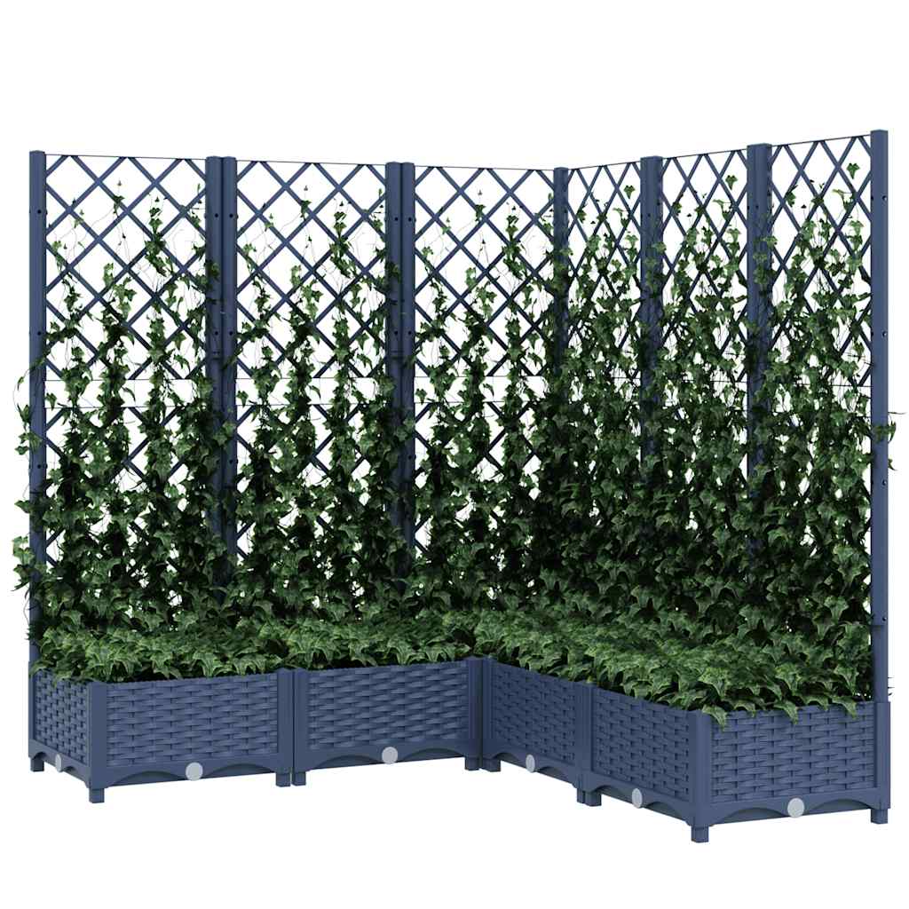 Fioriera Giardino e Graticcio Grigio Blu 120x120x121,5 cm PP