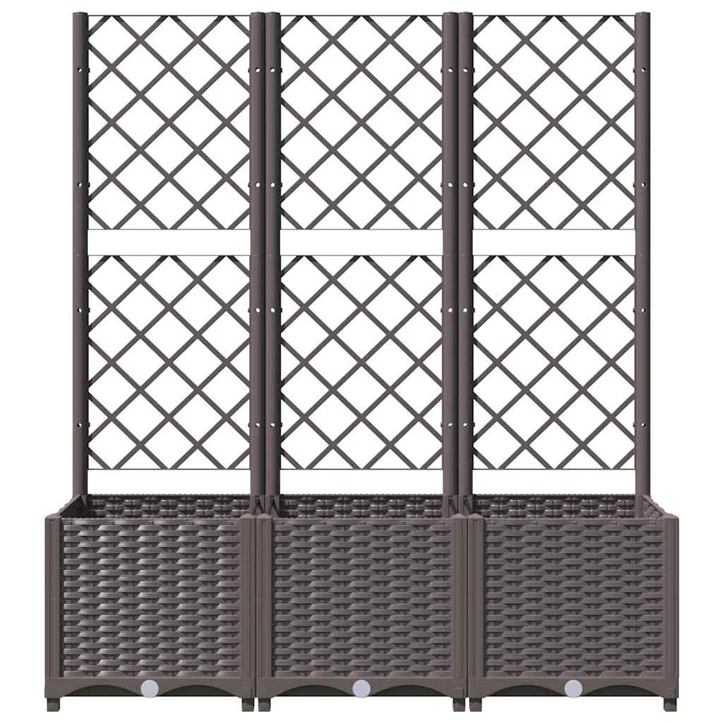 Fioriera da giardino con traliccio marrone 120x40x136 cm PP