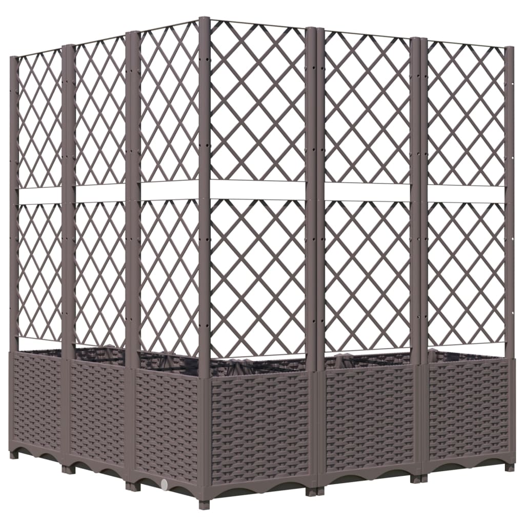 Fioriera da Giardino con Graticcio Marrone 120x120x136 cm in PP