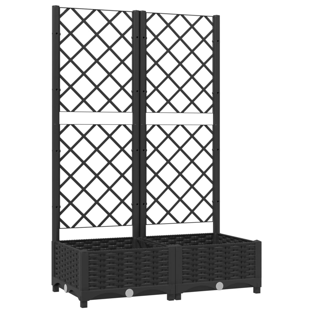 Fioriera da giardino con traliccio nera 80x40x121,5 cm PP