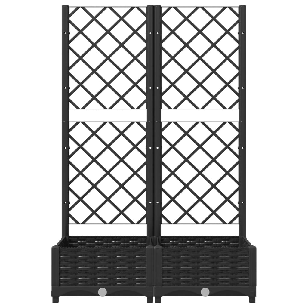 Fioriera da giardino con traliccio nera 80x40x121,5 cm PP