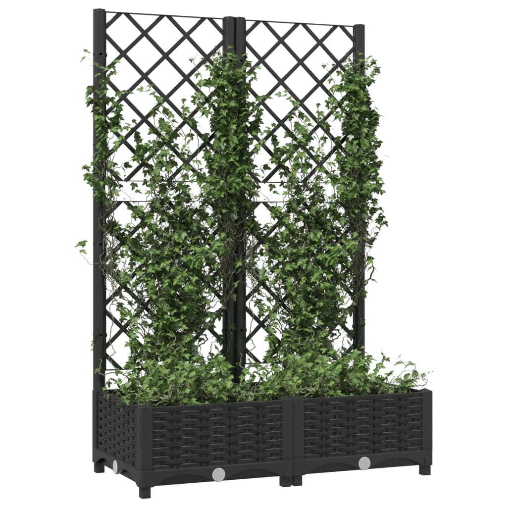Fioriera da giardino con traliccio nera 80x40x121,5 cm PP