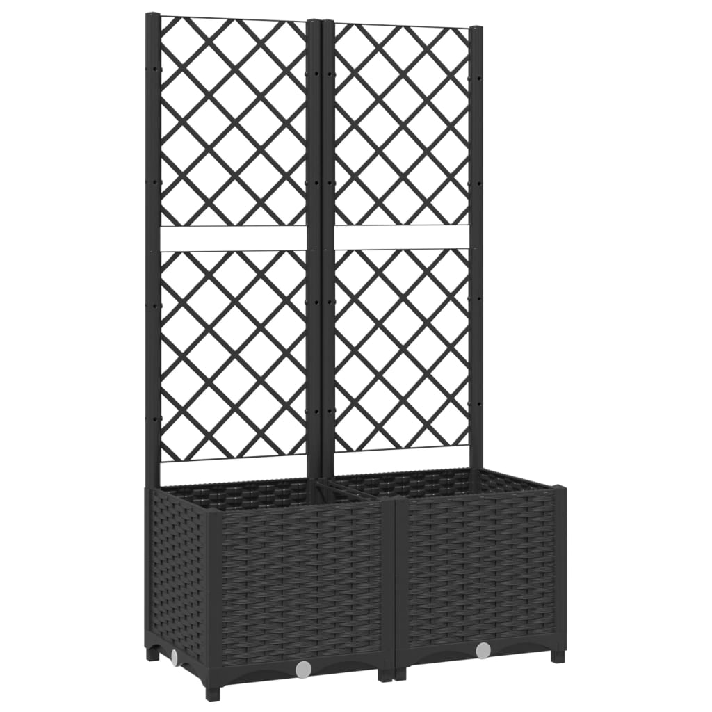 Fioriera da giardino con traliccio nera 80x40x136 cm PP