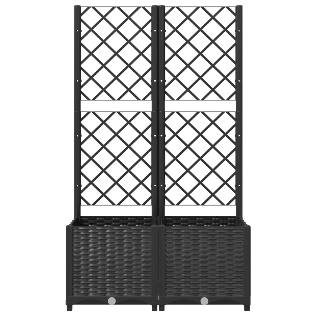 Fioriera da giardino con traliccio nera 80x40x136 cm PP
