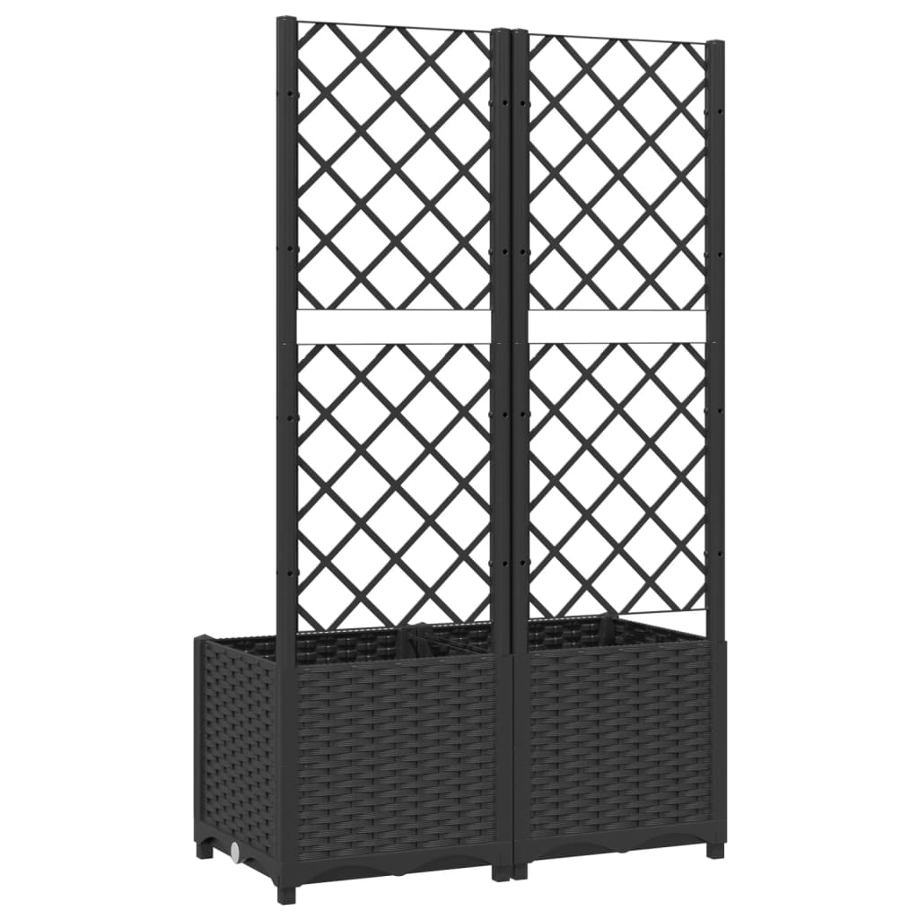 Fioriera da giardino con traliccio nera 80x40x136 cm PP