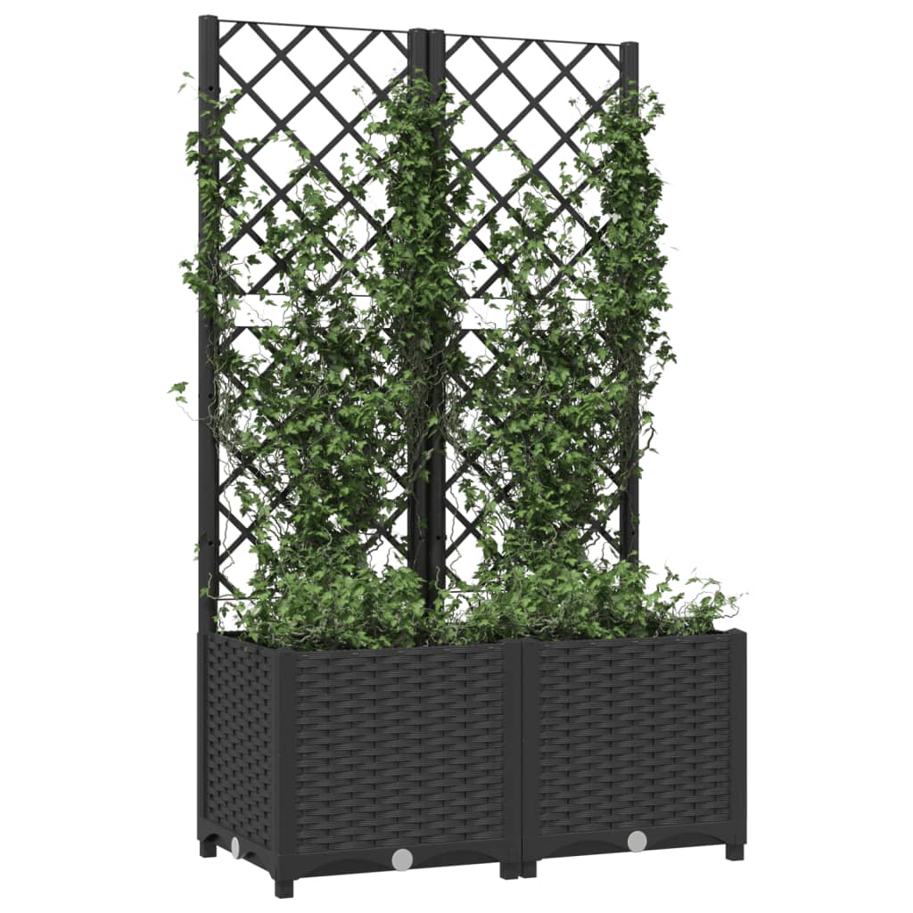 Fioriera da giardino con traliccio nera 80x40x136 cm PP