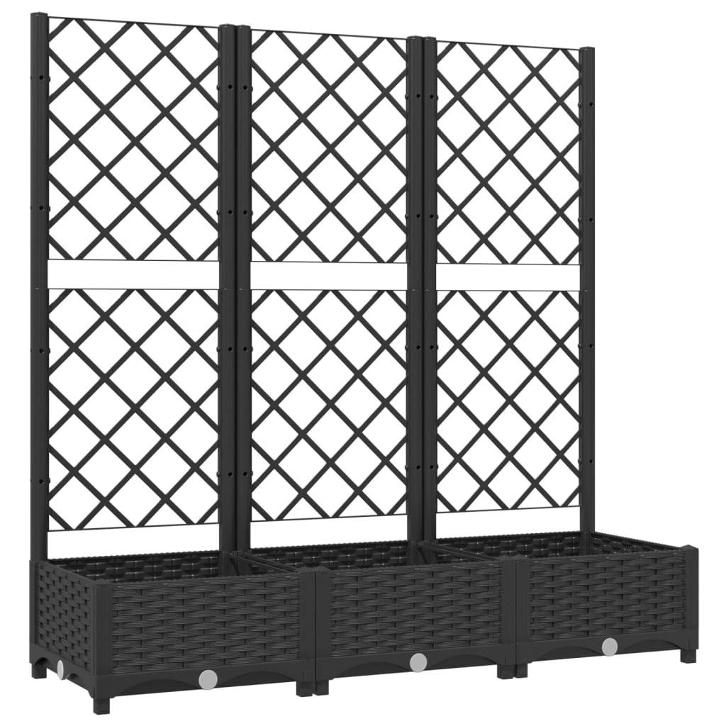 Fioriera da giardino con traliccio nera 120x40x121,5 cm PP