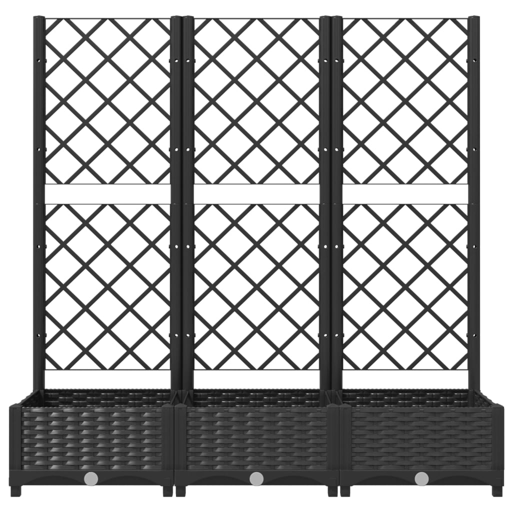 Fioriera da giardino con traliccio nera 120x40x121,5 cm PP