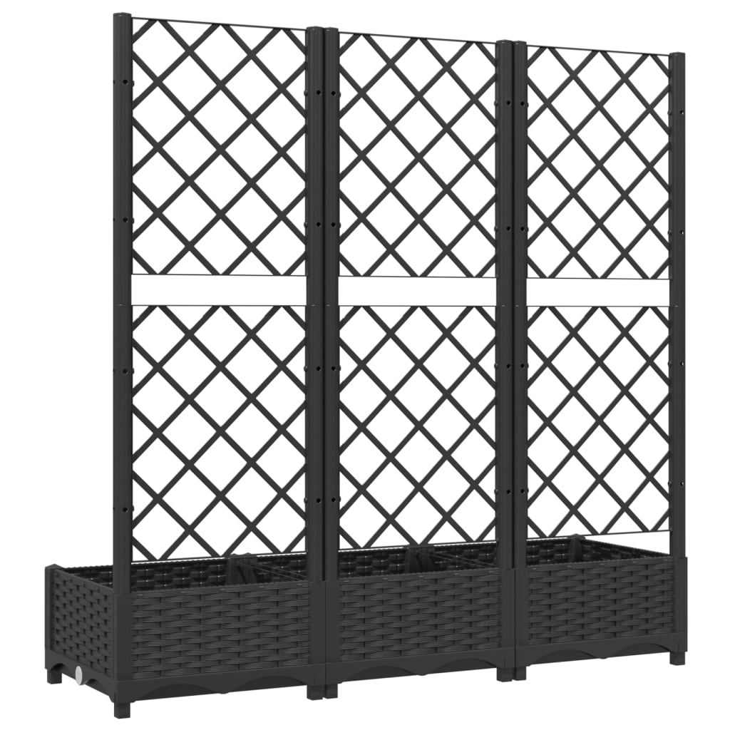 Fioriera da giardino con traliccio nera 120x40x121,5 cm PP