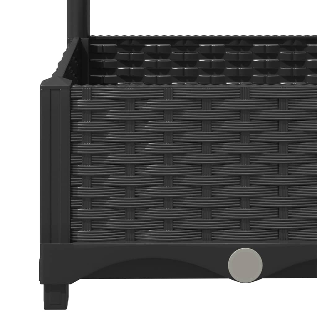 Fioriera da giardino con traliccio nera 120x40x121,5 cm PP