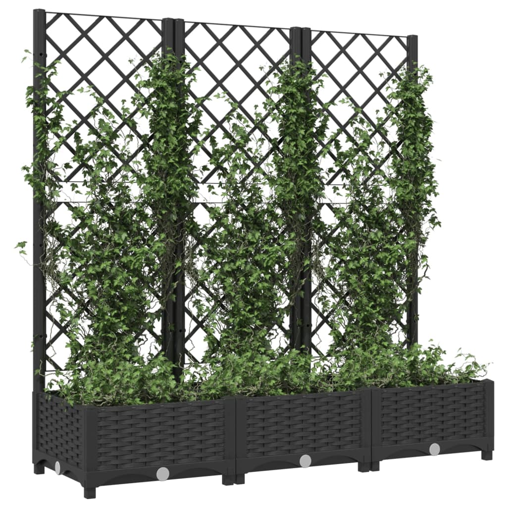 Fioriera da giardino con traliccio nera 120x40x121,5 cm PP