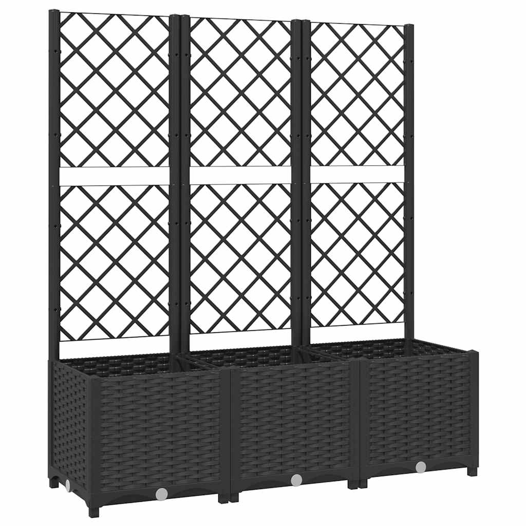 Fioriera da giardino con traliccio nera 120x40x136 cm PP