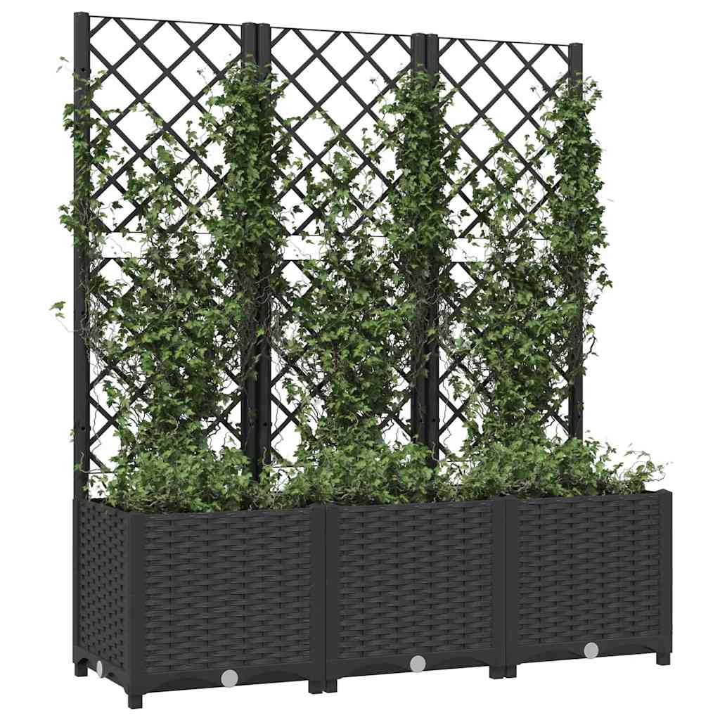Fioriera da giardino con traliccio nera 120x40x136 cm PP