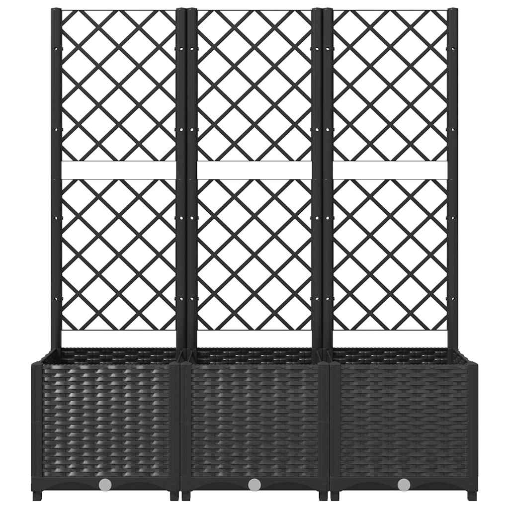 Fioriera da giardino con traliccio nera 120x40x136 cm PP