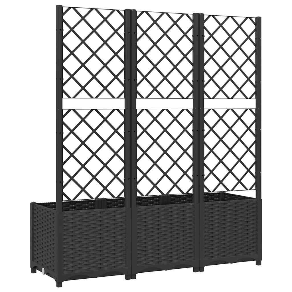 Fioriera da giardino con traliccio nera 120x40x136 cm PP