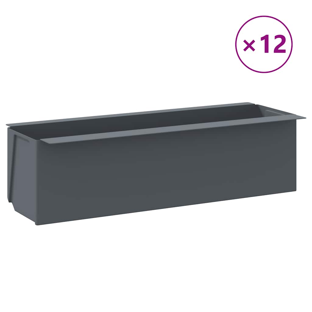 Fioriere per Europallet 12 pz Grigio 36x13,5x9,5 cm in PP