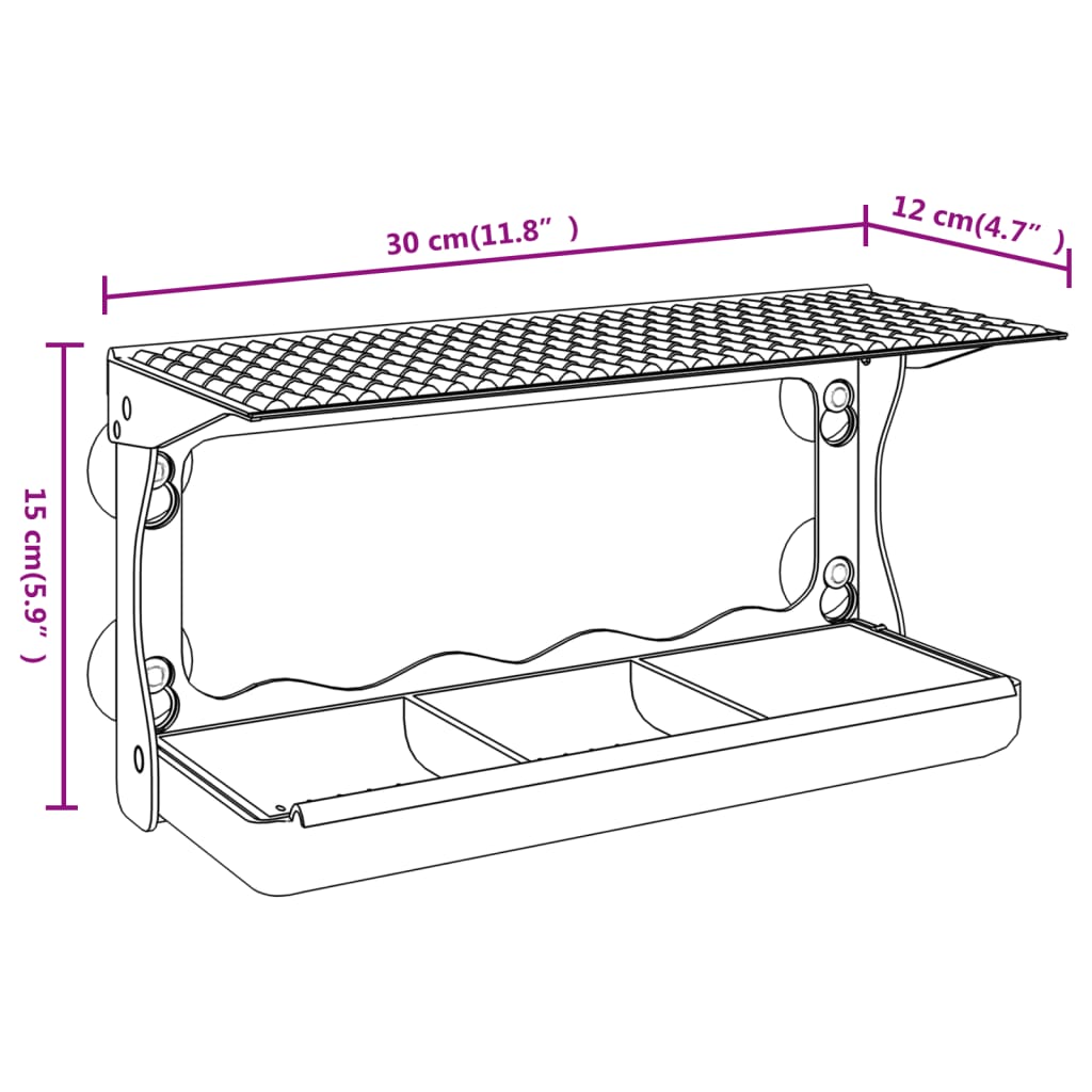 Mangiatoie per Uccelli da Finestra 2 pz in Acrilico 30x12x15 cm