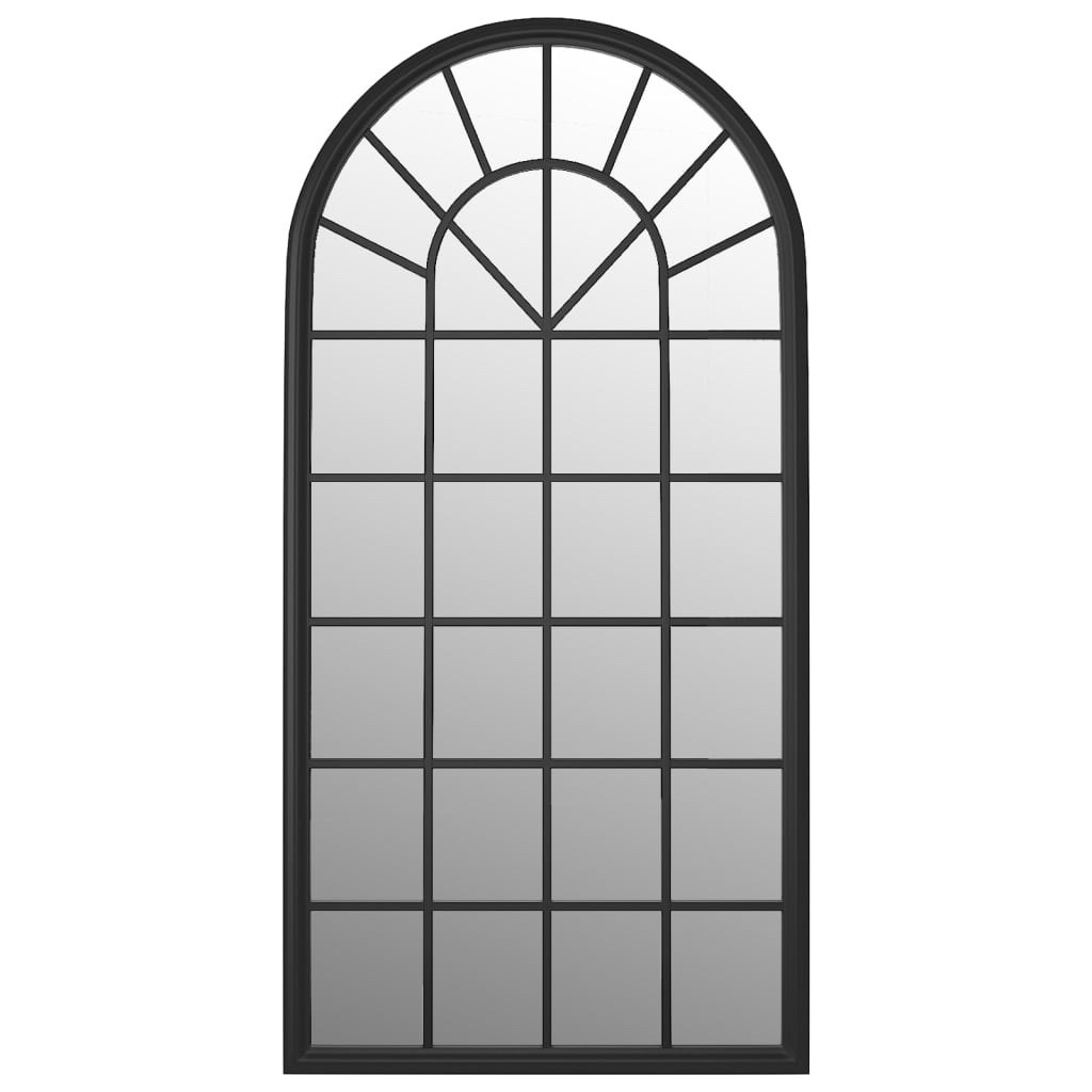 Specchio da Giardino Nero 90x45 cm in Ferro per Uso Esterno