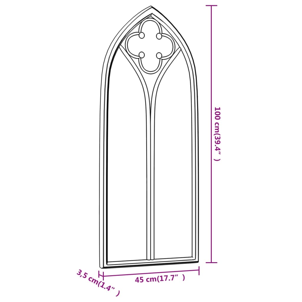 Specchio da Giardino Sabbia 100x45 cm in Ferro per Uso Esterno