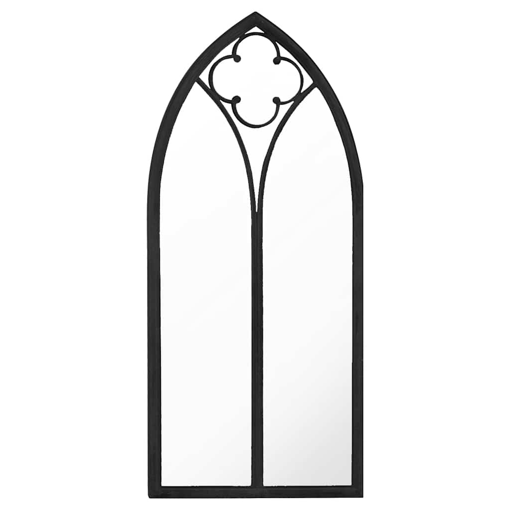 Specchio da Giardino Nero 100x45 cm in Ferro per Uso Esterno