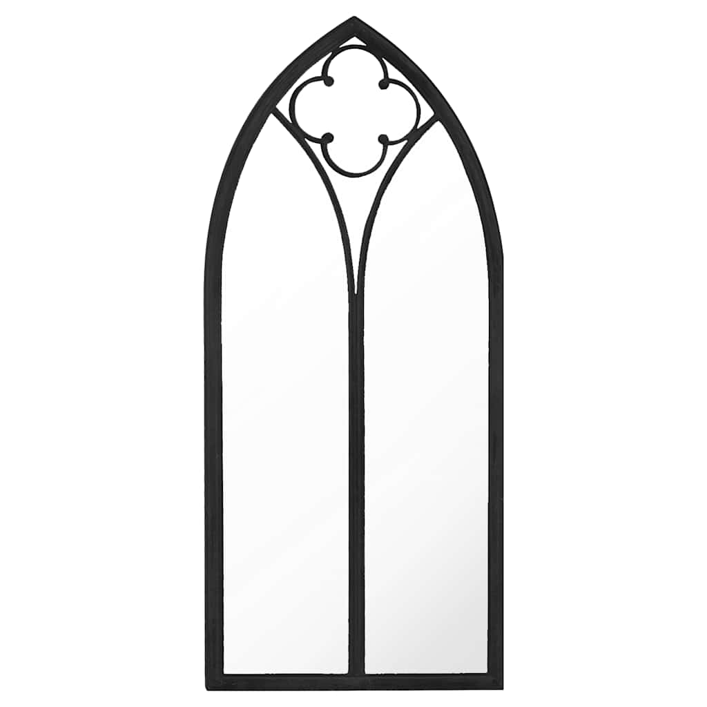 Specchio da Giardino Nero 70x30 cm in Ferro per Uso Esterno