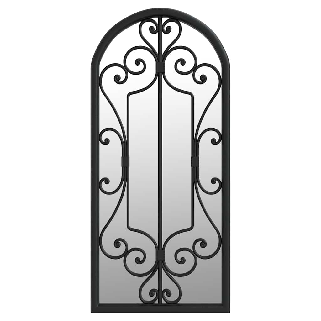 Specchio da Giardino Nero 100x45 cm in Ferro per Uso Esterno
