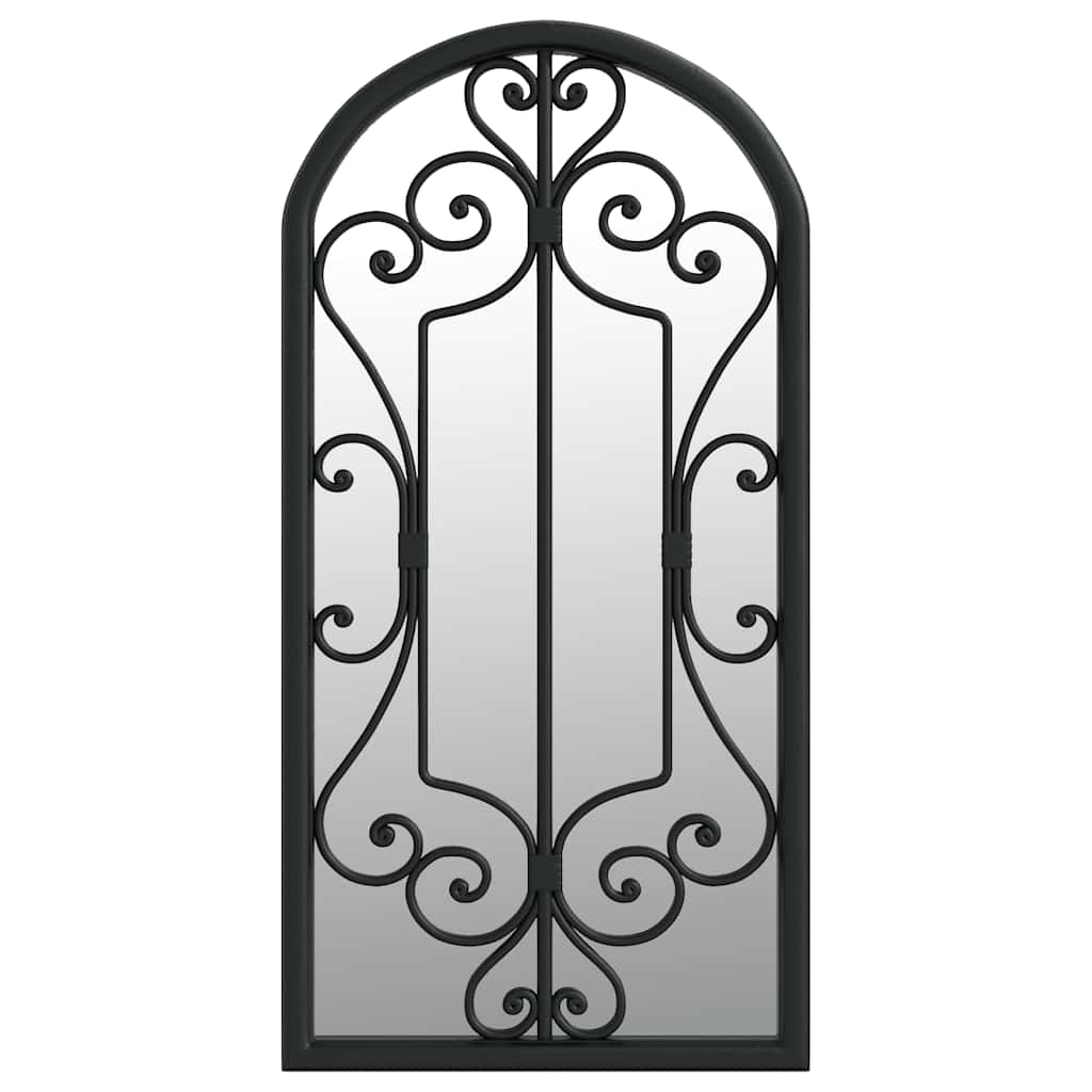 Specchio da Giardino Nero 70x30 cm in Ferro per Uso Esterno