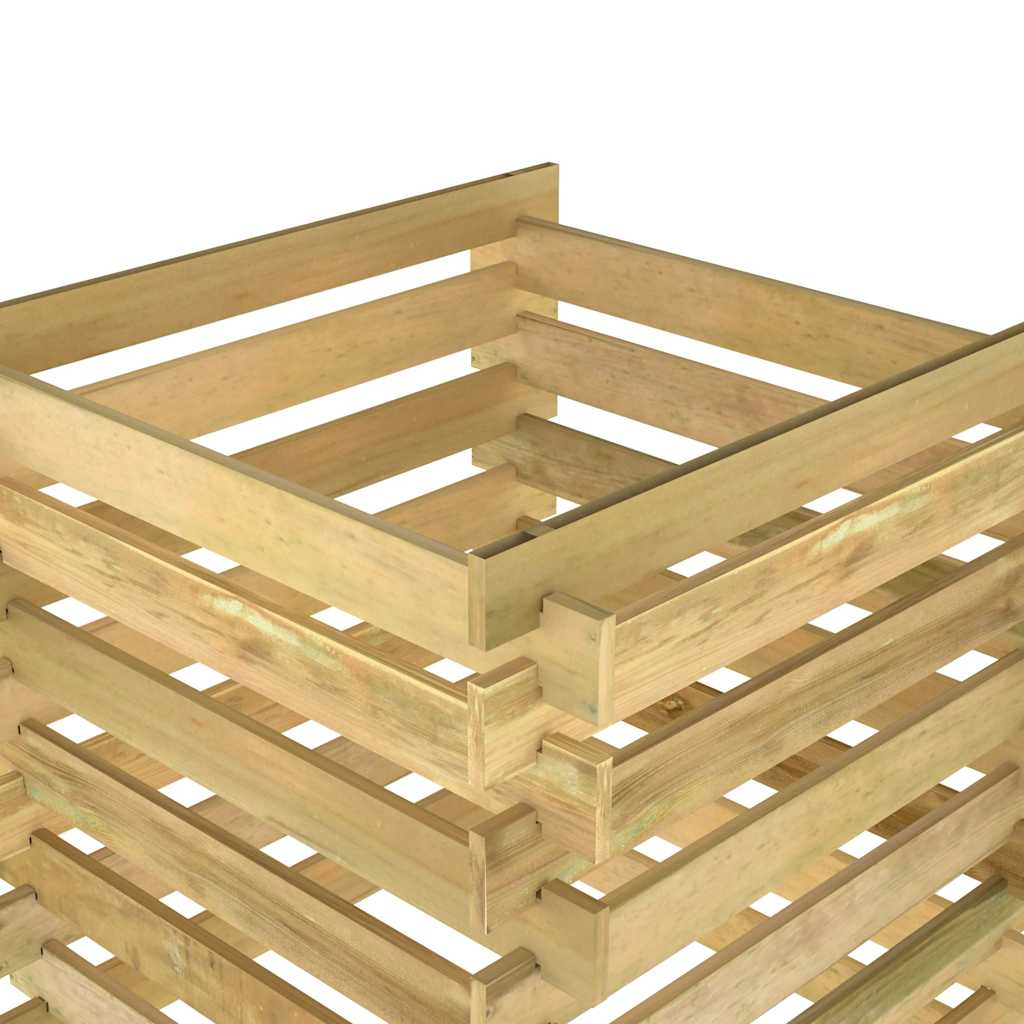 Compostiera da Giardino a Doghe 90x90x90cm in Pino Impregnato