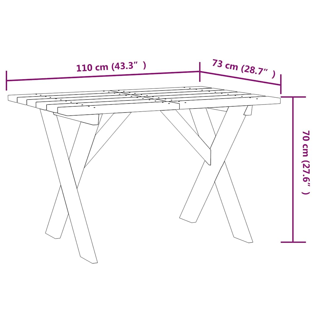 Tavolo da Giardino 110x73x70 cm in Legno di Pino Impregnato