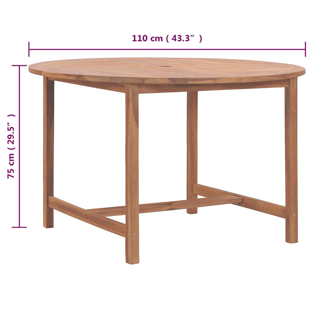 Tavolo da Pranzo da Giardino Ø110x75 cm Legno Massello di Teak