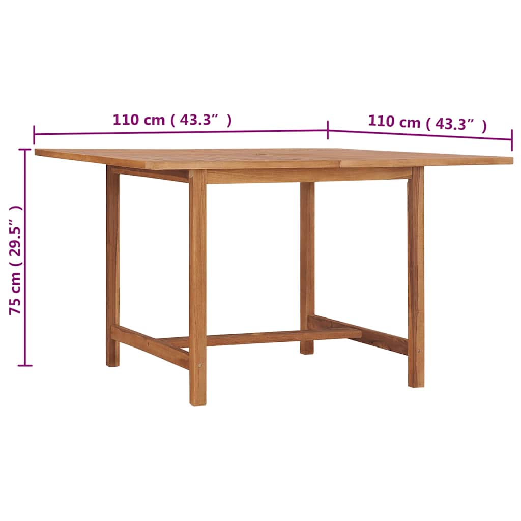 Tavolo Pranzo da Giardino Ø110x110x75 cm Legno Massello di Teak